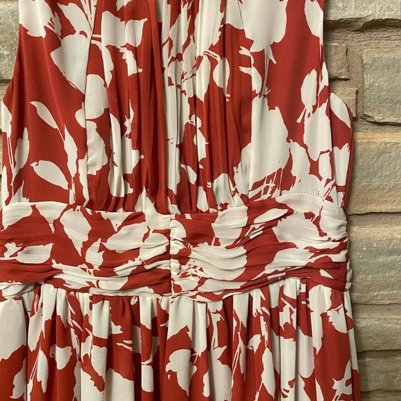 Talbots Swing Dress Womens Size 6 petite Red and White Floral Chiffon - Picture 10 of 13